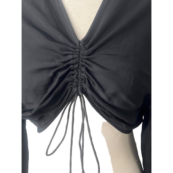 Christopher Esber Ruched Crop Shirt in Black AUS 12 US 8 New Womens Blouse Top - Picture 6 of 14